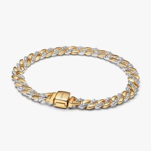 Two-tone Pavé Cuban Chain Bracelet